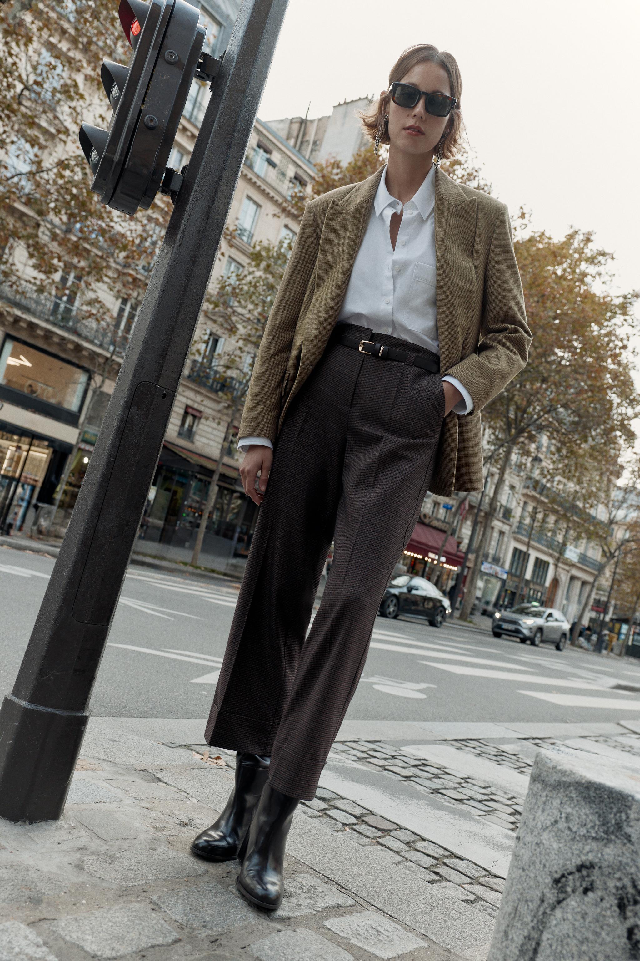 PANTALON CEINTURE PIED-DE-POULE